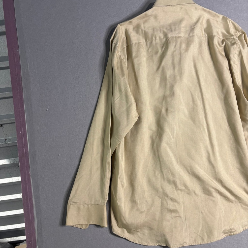 Alfani 100% Silk Oxford Dress Shirt Men's L 16 34/35 Beige - Picture 15 of 16
